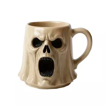Кружка для кофе с лицом тыквы на Хэллоуин, Оригинальная чашка из смолы, Глянцевая отделка, Цилиндрическая форма, Можно мыть в посудомоечной машине, Подарок для женщин, мужчин, детей One Size