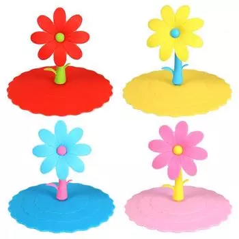 Кружка для кофе Силиконовая крышка с присоской и герметичным уплотнением, цветочная крышка, не пропускающая воду, 1 шт. Уникальная жёлтый