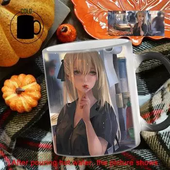 Кружка для кофе Snack Girl BSKT-039 Персонализированные подарки Керамические кружки Кофейные чашки Цветные чашки Сублимационная заготовка Посуда для напитков на заказ 350ml