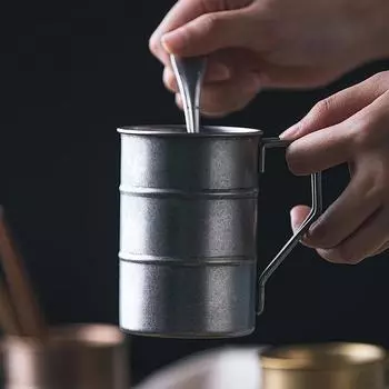 Кружка для кофе в стиле ретро из нержавеющей стали, пивная кружка, чашки для кофе эспрессо, кафе, бара, вечеринки, посуда для напитков, кружка для кемпинга, кружка для чая с молоком, подарок 301-400ml