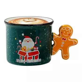 Кружка для кофе в виде пряничного человечка, керамическая кружка для кофе объемом 350 мл, чашка для чая, креативная милая кружка для напитков с ручкой в виде пряничного человечка, пара