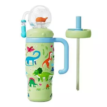 Кружка для питья с брызгалкой в виде кита, 24 унции, кружка-кит, бутылка для воды, чашка-непроливайка из нержавеющей стали с распылителем в виде кита, чашка с утяжеленной трубочкой и защитой от протекания для детей One Size зелёный