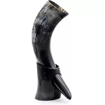 Кружка для питья в форме рога животного ручной работы с подставкой (многокрасочный)