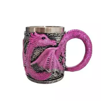 Кружка для пива «Дракон», кубок для напитков, смола, ручная роспись, фиолетовый ревущий дракон, чашка для кофе/чая, новинка, готические подарки фиолетовый