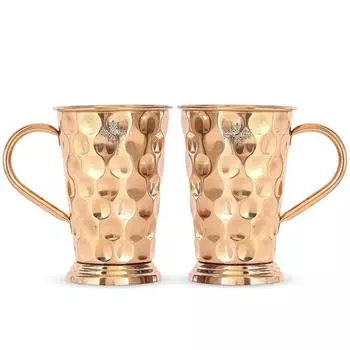 Кружка для пива и коктейля «Московский мул» из чистой меди в форме длинного ведра с кованым дизайном, лучшая для пивных коктейльных вечеринок, барная посуда, объем 450 мл, набор из 2 штук