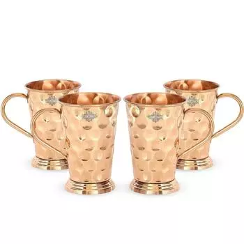 Кружка для пива и коктейля «Московский мул» из чистой меди в форме длинного ведра с кованым дизайном, лучшая для пивных коктейльных вечеринок, барная посуда, объем 450 мл, набор из 4 штук