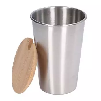 Кружка для пива из нержавеющей стали 500 мл с крышкой Однослойная чашка для воды Уличная чашка для питья для дома серебряный