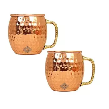 Кружка для пива Moscow Mule из чистой меди, круглой формы, с кованым дизайном «Bimbled», лучшая для пивных коктейльных вечеринок, барная посуда, объем - 600 мл, набор из 2 штук
