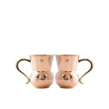 Кружка для пива Московский мул из чистой меди, в форме матхата, кованая, объем - 400 мл, набор из 2 штук