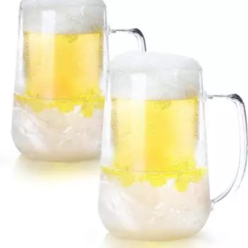 Кружка для пива с двойными стенками, функциональная, прозрачная, изолированная, с двойными стенками, пластиковая, для замороженных напитков чистый