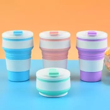 Кружка для воды, 350 мл, большая емкость, яркий цвет, практичная складная чашка для воды, кружка для сока, пива, напитков для дома 350ml фиолетовый