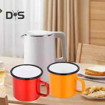 Кружка для воды, 350 мл, изысканная металлическая универсальная чашка для молока в стиле ретро с круглым краем красный