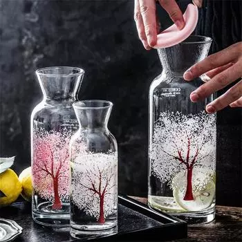 Кружка для воды Nordic Glass Cherry Blossom, меняющая цвет, креативная, термостойкая, прозрачная, для чая, бутылки для молока, сока, посуда для напитков