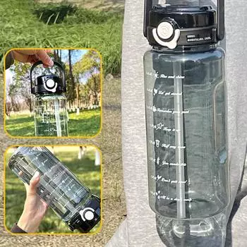 Кружка для воды со шкалой, посуда для питья, без BPA, экологически чистые летние многоразовые бутылки для воды, товары для дома разноцветный