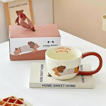 Кружка для завтрака Милая керамическая кружка Креативная бытовая чашка для воды Высококлассная офисная чашка для молока и кофе About 300ml