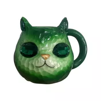 Кружка Geode Cat, хрустальные кофейные кружки, милая хрустальная кофейная кружка Cat, разноцветные смоляные кружки с кристаллами Geode, чашка для чая One Size зелёный