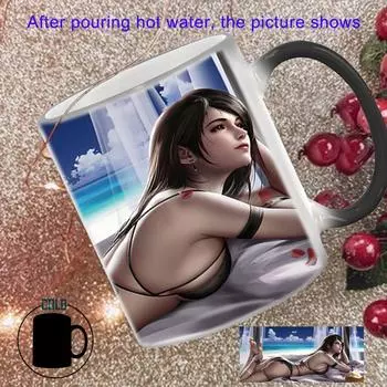 Кружка Girl in Thought BSKT-012 Керамические кружки Кофейные чашки Цветные чашки Kawaii Cup Персонализированные подарки Сублимационные стаканы Аниме 350ml