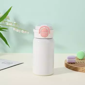 Кружка-горошина для двойного напитка из нержавеющей стали 304, термос с двойными стенками, маленькая, свежая, студенческая, для улицы, портативная, с откидной крышкой 500ml белый