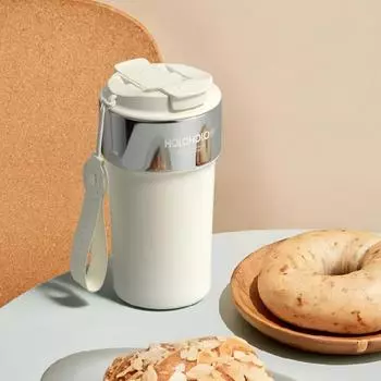 Кружка HOLOHOLO из нержавеющей стали с крышкой-соломинкой и вакуумной изоляцией, 500 мл, SUS316, с двойными стенками и керамическим покрытием, для латте со льдом 500ml