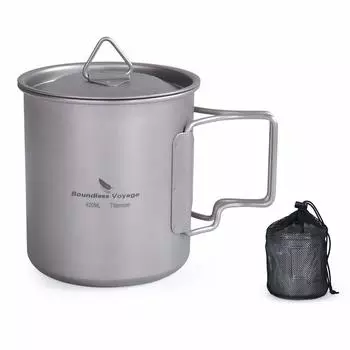 Кружка iBasingo Titanium Mug 420 мл с крышкой, сверхлегкая, складная ручка, одинарная кружка для кемпинга на открытом воздухе A-Ti3025D