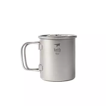 Кружка из чистого титана с крышкой 300 мл Ti3201 Подлинная титановая кружка для отдыха на природе Стильная подарочная кружка с крышкой для открытого огня [Keith]