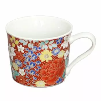 Кружка из фарфора Seikou Kiln Mug красного цвета, емкость 250 куб. см. Сделано в Японии (Ограниченный запас) Цветочный SK-190 красный