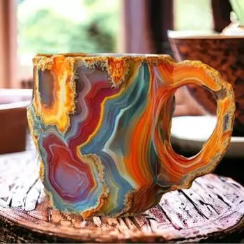 Кружка из искусственной минеральной хрустальной смолы на 11 унций с удобной ручкой, термостойкая, большой емкости, подходит для пищевых продуктов