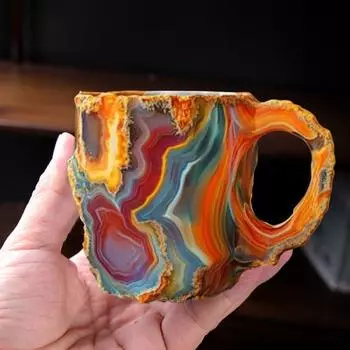 Кружка из искусственной минеральной хрустальной смолы на 11 унций с удобной ручкой, термостойкая, большой емкости, подходит для пищевых продуктов