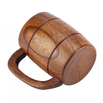 Кружка из натурального дерева, пивная чашка, Ретро, чай, пиво, молоко, кружка с ручкой, офисная кружка для питьевой воды, кофе, барная пивная кружка Wood color