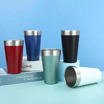 Кружка из нержавеющей стали 304, большая емкость, пивная кружка, портативная автомобильная кружка, двойная кофейная чашка 480ml чёрный