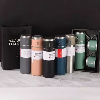 Кружка из нержавеющей стали 304. Ценный подарочный набор. Портативная деловая чайная чашка с тремя крышками емкостью 700 мл. 700ml