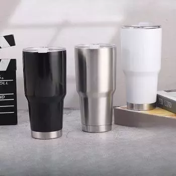 Кружка из нержавеющей стали 304, кружка для льда на 30 унций, портативная чашка для воды для путешествий на открытом воздухе с автомобильной кружкой. 900ml чёрный