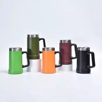 Кружка из нержавеющей стали 304, офисная кофейная кружка большой емкости с ручкой, устойчивая к падениям пивная кружка для ежедневного отдыха 17oz
