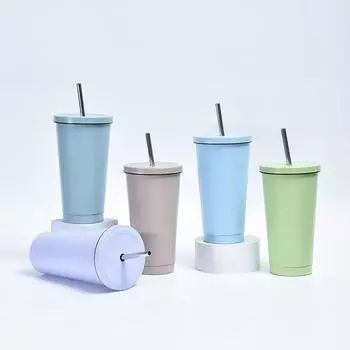 Кружка из нержавеющей стали 304, простая однотонная большая емкость на присоске, уличная портативная автомобильная кружка 500ml