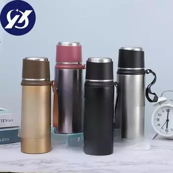 Кружка из нержавеющей стали 304, уличная автомобильная дорожная чашка для воды большой емкости, веревка, портативная портативная чашка 800ml золотой