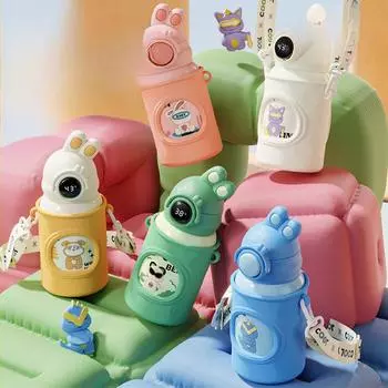 Кружка из нержавеющей стали 316, детские соломенные чашки с рисунком кривого кролика для мужчин и женщин. Интеллектуальные ценные портативные чашки. 500ml