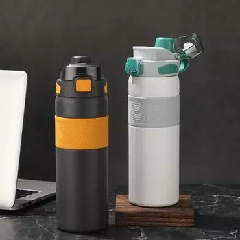 Кружка из нержавеющей стали 316, подарочная кружка для студенческой пары с соломенной большой спортивной чашкой 600ml