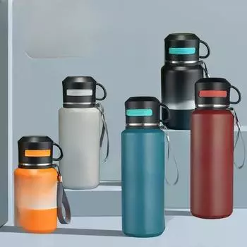 Кружка из нержавеющей стали 316, сверхмощный уличный портативный спортивный чайник, ценный чайник на слинге для чая 600ml чёрный