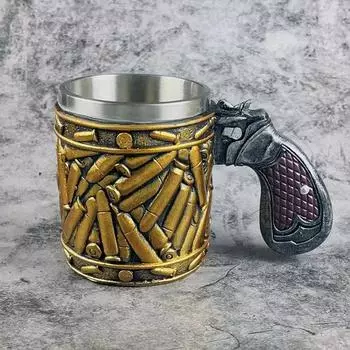 Кружка из нержавеющей стали Bullet Cup Creative Revolver, набор для вина в стиле Bullet Cup, сувенир, подарочный бар, американская пивная кружка