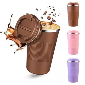 Кружка из нержавеющей стали, герметичная изолированная чашка с крышкой, стакан для горячих и холодных напитков, многоразовая термочашка L кофейный
