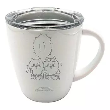 Кружка из нержавеющей стали Marimocraft Chiikawa с крышкой Huh Chiikawa 884394 Twitter LINE Stamp Что-то маленькое и милое