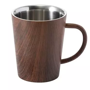 Кружка из нержавеющей стали, полая двухслойная структура, 360 мл, можно мыть в посудомоечной машине, дизайн из дерева, приблизительный. WD-2052AW коричневый