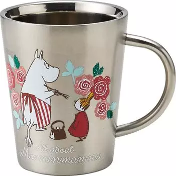 Кружка из нержавеющей стали с двойными стенками Муми-тролль Розовая Подарок в печатной коробке MOOMIN Муми-мама Малышка Мю Yamaka Shoten Сделано в Японии (350мл) (Химическая розовый