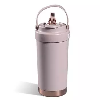 Кружка из нержавеющей стали с керамическим покрытием 500 мл с соломинкой для женщин, герметичная бутылка для воды, большая кофейная кружка F