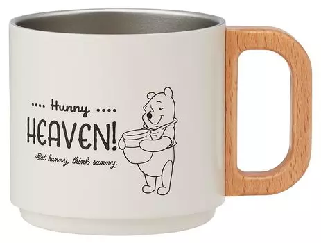 Кружка из нержавеющей стали Skater Stacking объемом 350 мл с вакуумной изоляцией и деревянной ручкой Disney Winnie the Pooh, термо/холодная SSTMG3S-A