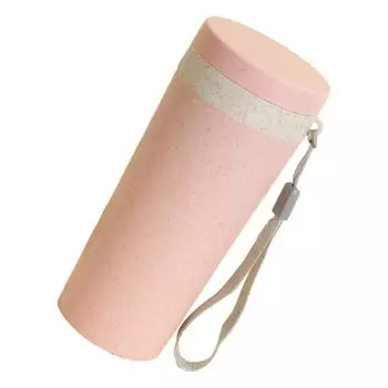 Кружка из пшеничной соломы Двухслойная кружка для воды для дома, школы, кемпинга, пикника, путешествий, офиса, розовая