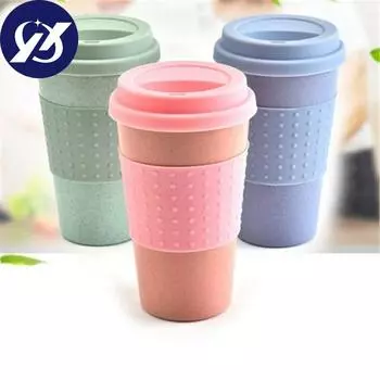 Кружка из пшеничной соломы, креативная посуда для напитков, многоразовые чашки из бамбукового волокна, эко-кофейные чашки, экологически чистые дорожные кружки розовый