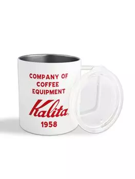 Кружка Kalita из нержавеющей стали, нержавеющая сталь, с крышкой, холодный и термический кофе (слоновая кость)