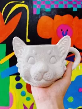 Кружка керамическая белая в форме кошки, шагающая, персонализированная ваза для кофе, подарок на день рождения, в скандинавском стиле, мягкая, очаровательная, лечебная, украшение для рабочего стола 480ml