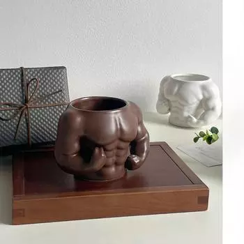 Кружка керамическая в спортивном стиле, классическая, мускулистый, свирепый, крутой, в форме персонажа, расписанная вручную, оливковое масло, зеленый цвет, подарок на день рождения для мужчин